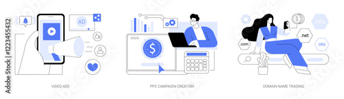 Digital marketing business isolated cartoon vector illustrations se