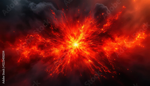 Wallpaper Mural Dramatic fire and smoke effect glowing red and yellow colors exploding outwards with center space. Vivid and hot hell abstract or blazing fire background or wallpaper Torontodigital.ca