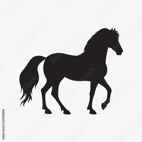 Minimalistic black silhouette icon horse
