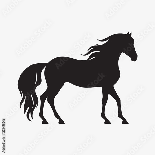 Minimalistic black silhouette icon horse