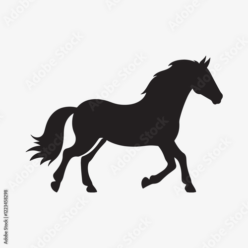 Minimalistic black silhouette icon horse