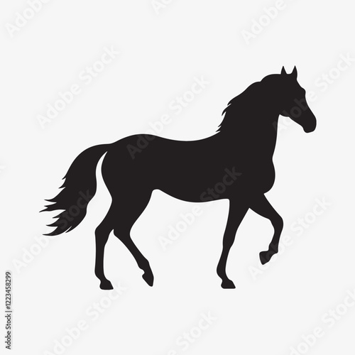 Minimalistic black silhouette icon horse