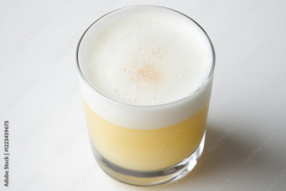 Pisco sour cocktail isolated on white background. Traditional peruvian cocktail Pisco sour cocktail isolated on white background. Traditional peruvian cocktail