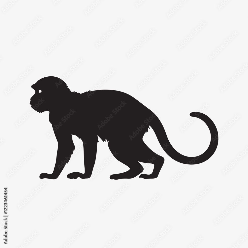 Obraz premium Minimalistic black silhouette icon monkey