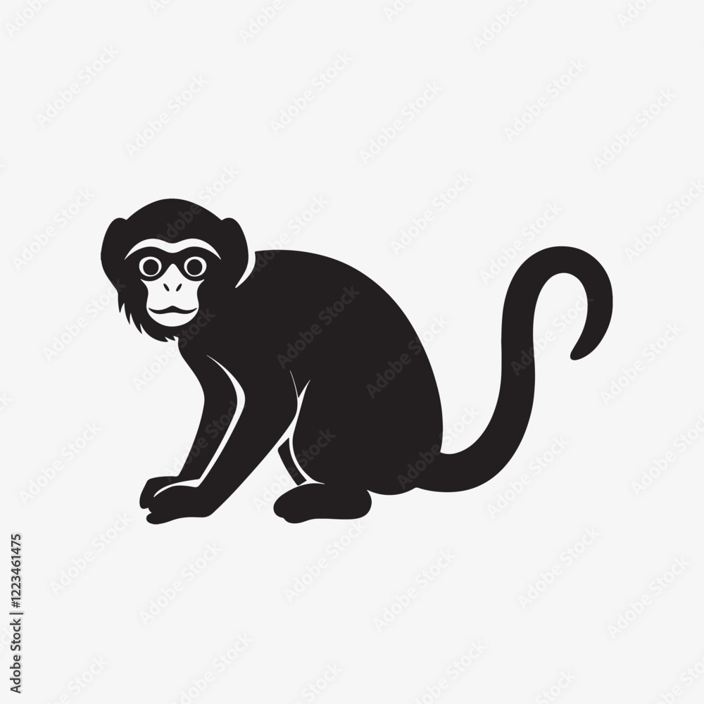 Fototapeta premium Minimalistic black silhouette icon monkey