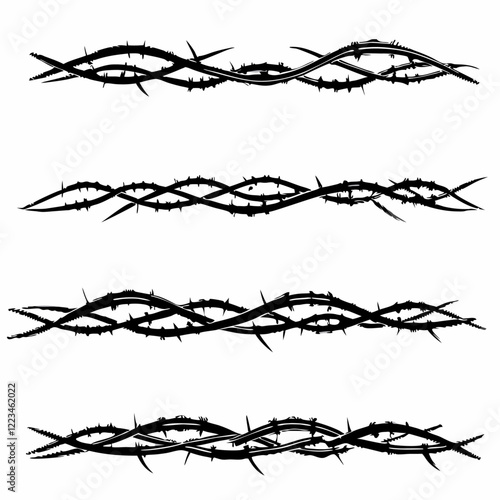Blackthorn branches with thorns swirl vector illustration (2)