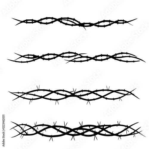 Blackthorn branches with thorns swirl vector illustration (3)