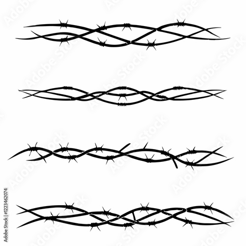 Blackthorn branches with thorns swirl vector illustration (4)
