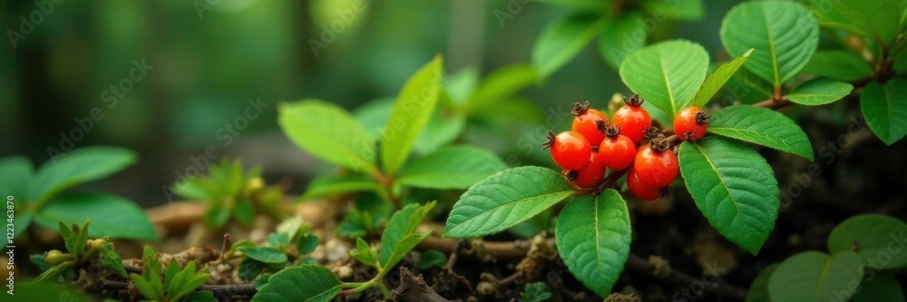 Sea buckthorn leaves and stems on the forest floor, sea buckthorn, shrub, leaf Sea buckthorn leaves and stems on the forest floor, sea buckthorn, shrub, leaf