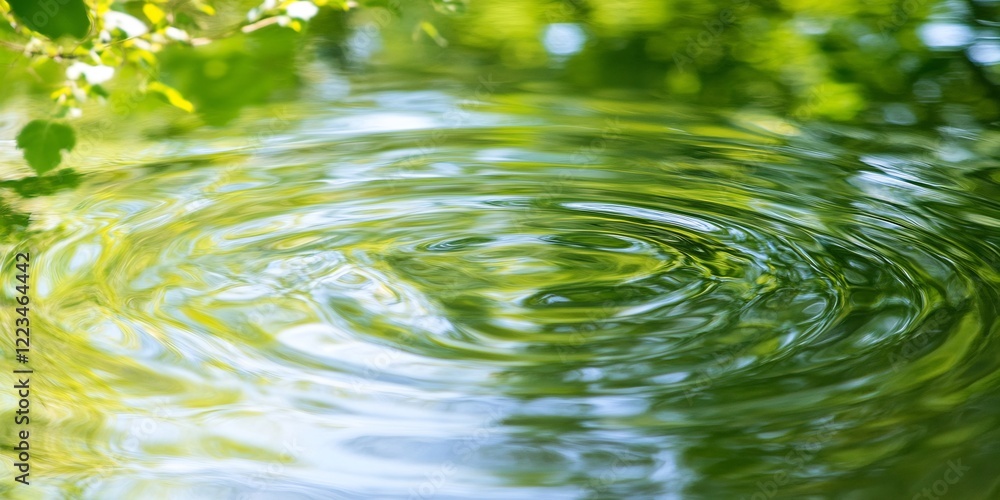 Water ripples, green leaves, nature, serenity, calm Water ripples, green leaves, nature, serenity, calm