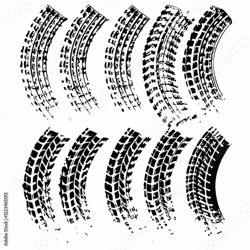 Tire tracks grunge ark warp background vector illustration (2)
