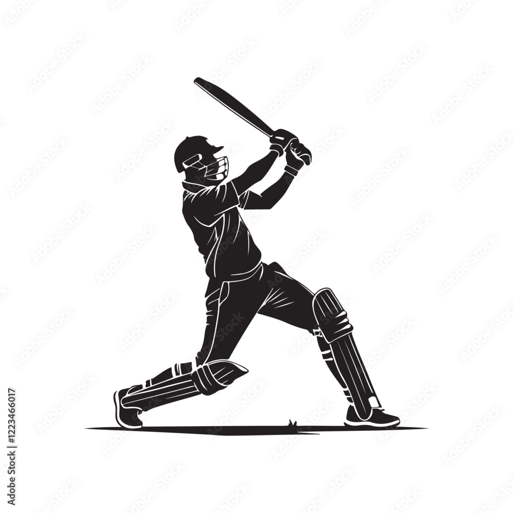 cricket player batsman cartoon character icon silhouette vector art flat design cricket player batsman cartoon character icon silhouette vector art flat design