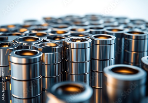  A stack of lithium-ion battery cells, arranged in an unstacked pattern.  photo