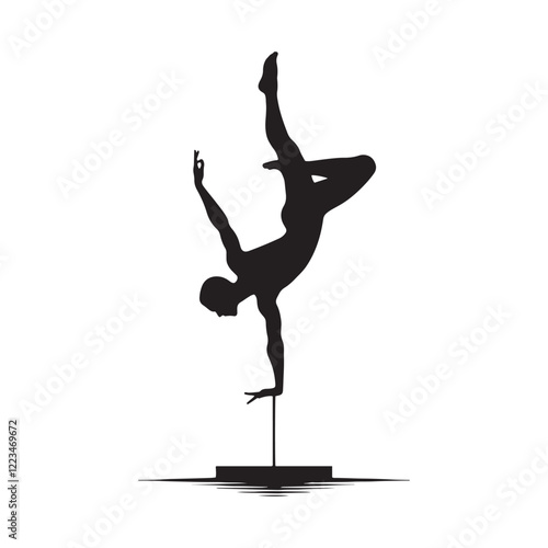 Yoga-inspired silhouette of a person balancing calmly - balancing person silhouette - balancing person vector - balancing person illustration - balance silhouette - balancing vector
