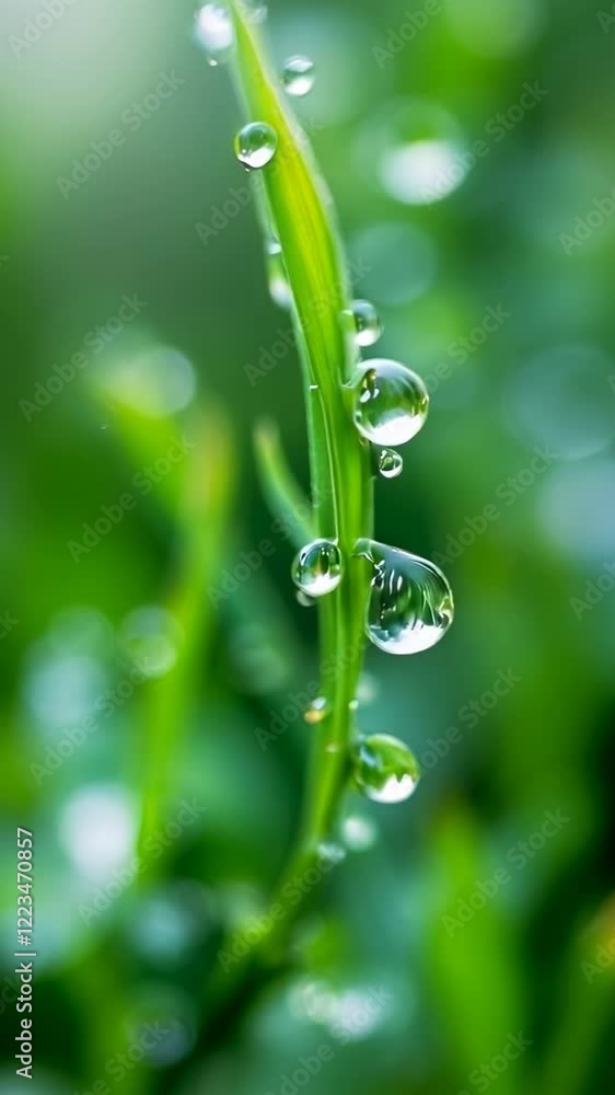 Macro View of Fresh Raindrops Clinging to Blades of Green Grass in Spring Nature Vertical Video Macro View of Fresh Raindrops Clinging to Blades of Green Grass in Spring Nature Vertical Video