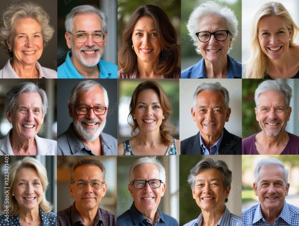 Fototapeta premium Diverse Group of Smiling Senior Professionals Posing for Headshots