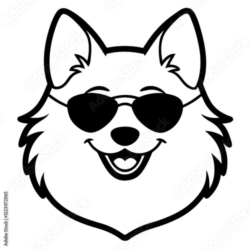 Funny keeshond dog head vector art