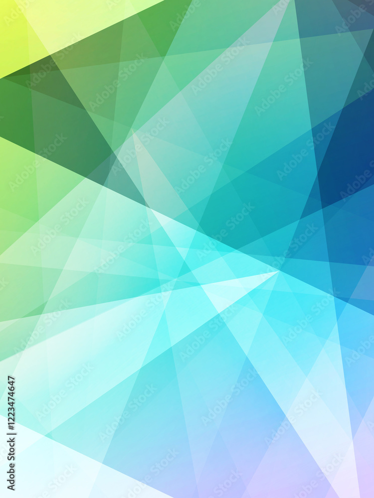 Fototapeta premium abstract overlapping triangles on gradient green and blue and yellow background, decor, fashion, fantasy, technology, copy space