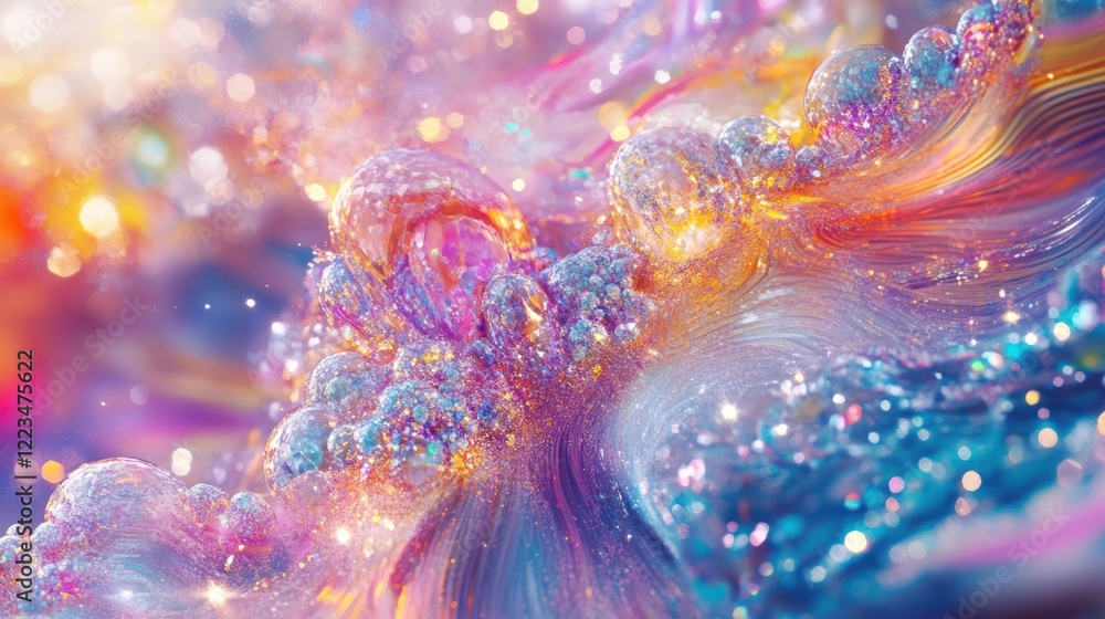 Glittering Bubbles in a Rainbow Swirl of Color Glittering Bubbles in a Rainbow Swirl of Color