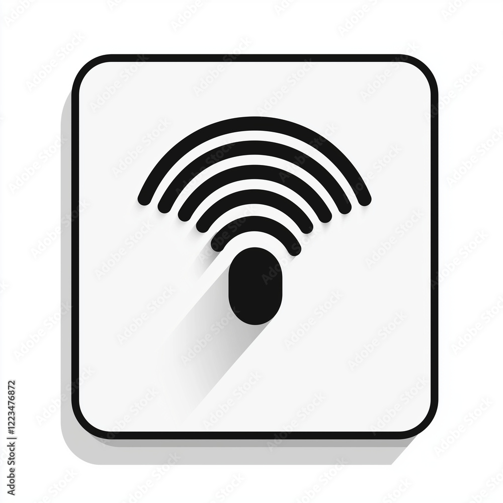 A simple black and white icon of the wireless signal symbol, on a white background
A simple black and white icon of the wireless signal symbol, on a white background