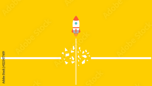Rocket launch. Startup, Creativity, Business goal management,New project investment,Company strategy goal, idea concepts.	