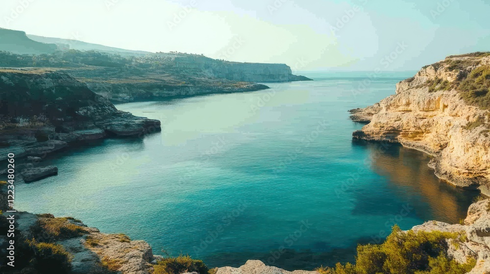 Obraz premium Serene Coastal Inlet Between Dramatic Cliffs