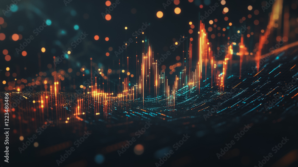 Fototapeta premium Abstract black background with Colorful charts and graphs with statistics to innovative analyze business potential and forecast future development of companies growth.