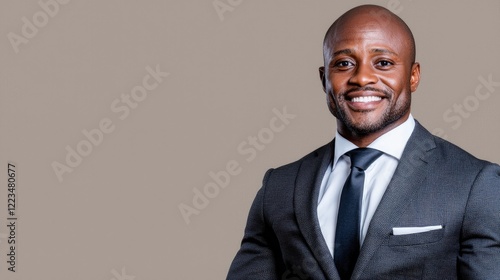 Obraz na płótnie Smiling businessman portrait, studio shot, neutral background, corporate headshot w salonie