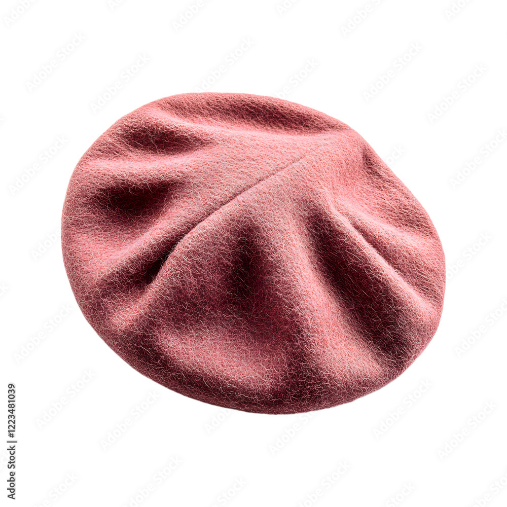 Soft Pink Wool Beret with Sheen Isolated on Transparent Background Soft Pink Wool Beret with Sheen Isolated on Transparent Background