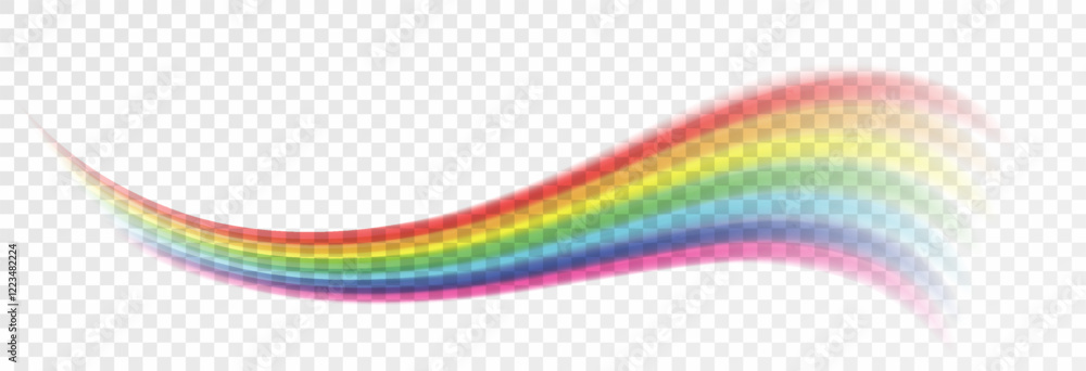 Obraz premium Rainbow, realistic rainbow spectrum on transparent background, vector png.