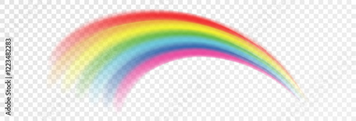 Rainbow, realistic rainbow spectrum on transparent background, vector png.	