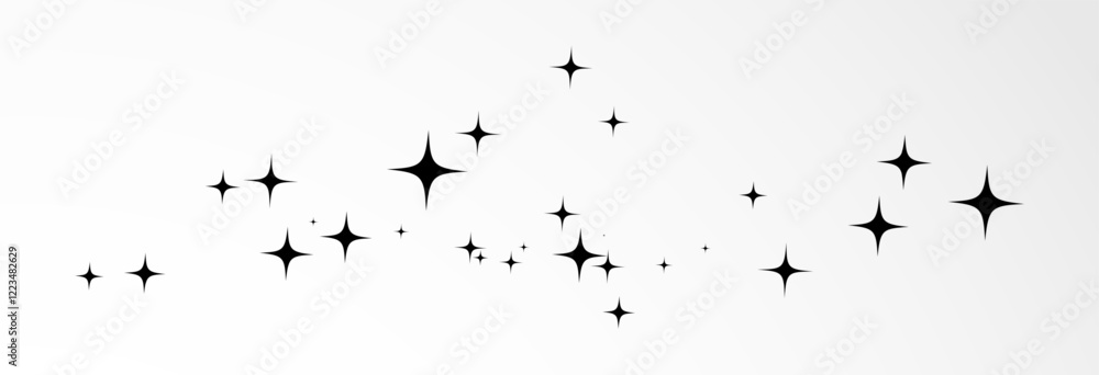Obraz premium Shooting black star on a transparent white background. Festive star sprinkles, vector, png.