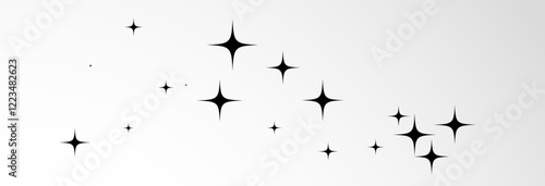 Shooting black star on a transparent white background. Festive star sprinkles, vector, png.