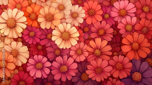 Wallpaper Mural Colorful zinnias in realistic style raw 169 aspect ratio Torontodigital.ca