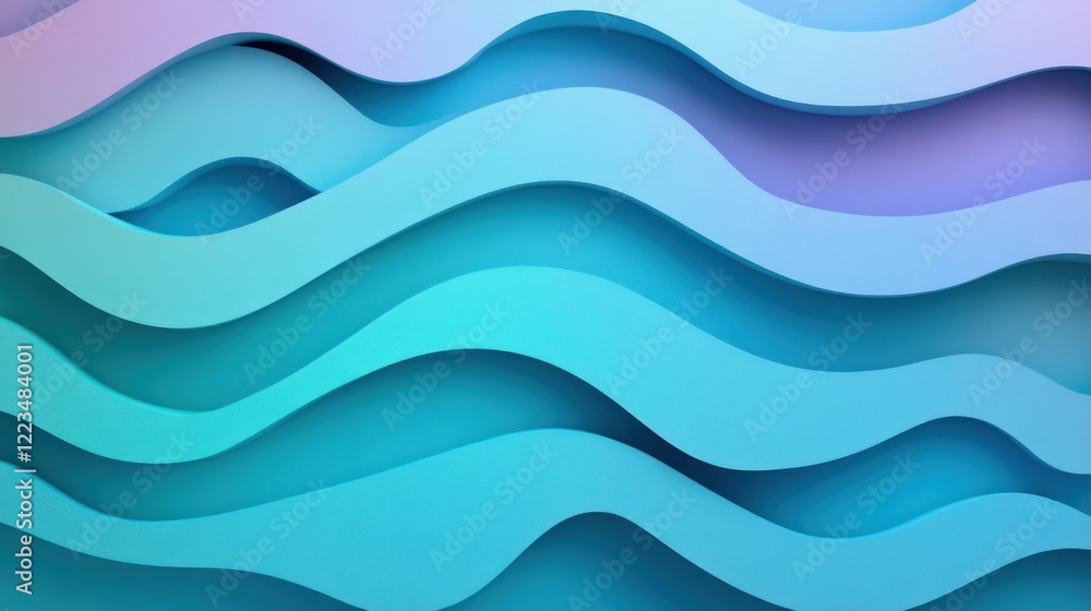 Fototapeta premium Abstract Blue And Purple Wavy Layers Design