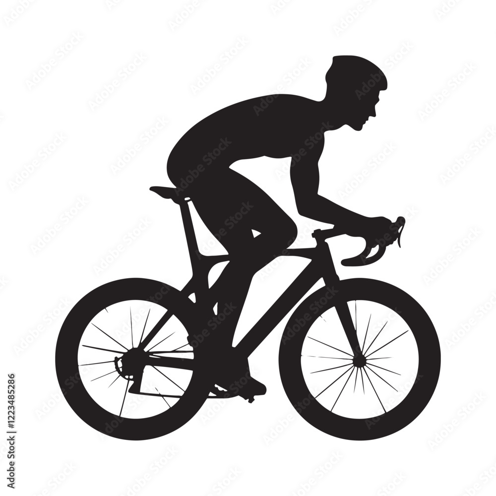 Obraz premium Person cycling silhouette for health-focused and fitness artwork - person cycling silhouette - person cycling vector - person cycling illustration - cycling silhouette - cycling vector 