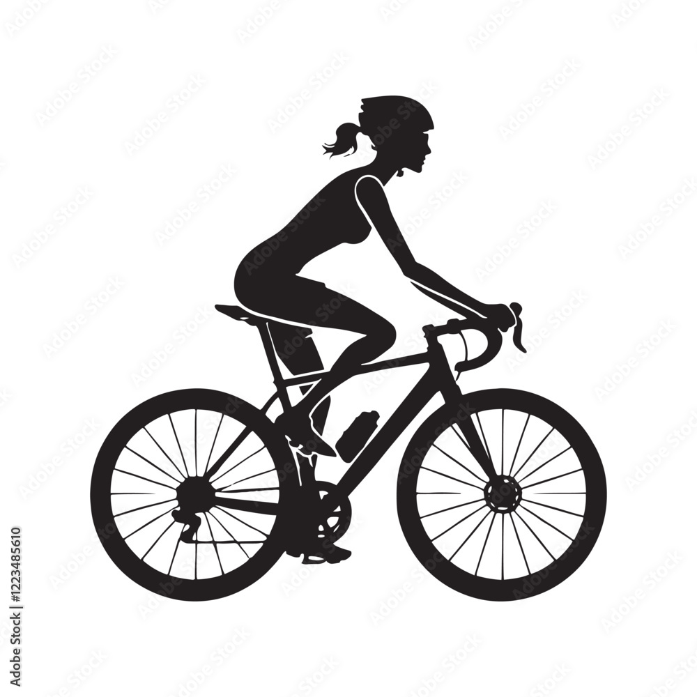 Obraz premium Silhouette of a person cycling for fitness and active lifestyle themes - person cycling silhouette - person cycling vector - person cycling illustration - cycling silhouette - cycling vector 