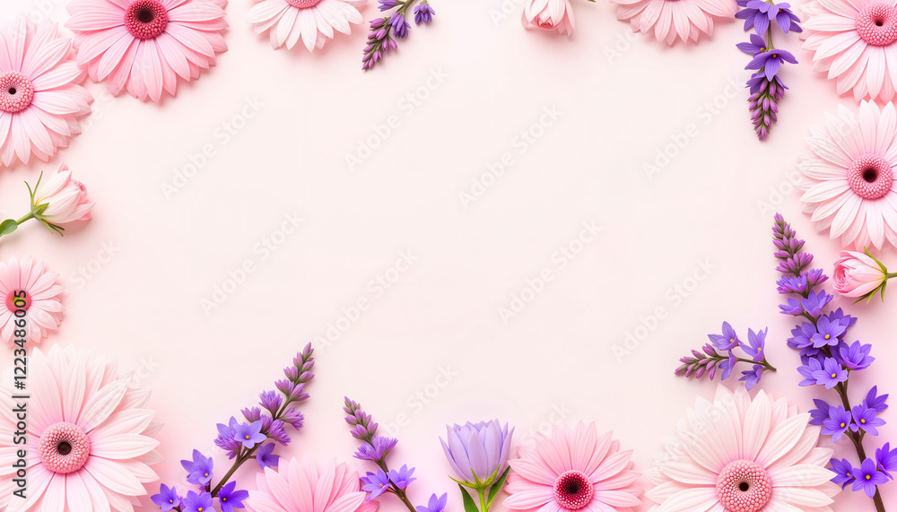 Floral arrangement with pink and purple flowers on soft background Floral arrangement with pink and purple flowers on soft background