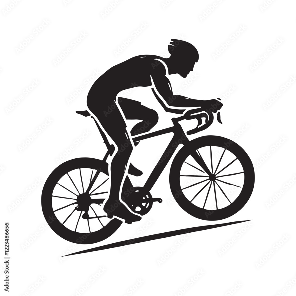Obraz premium Person cycling silhouette for active transportation designs - person cycling silhouette - person cycling vector - person cycling illustration - cycling silhouette - cycling vector 