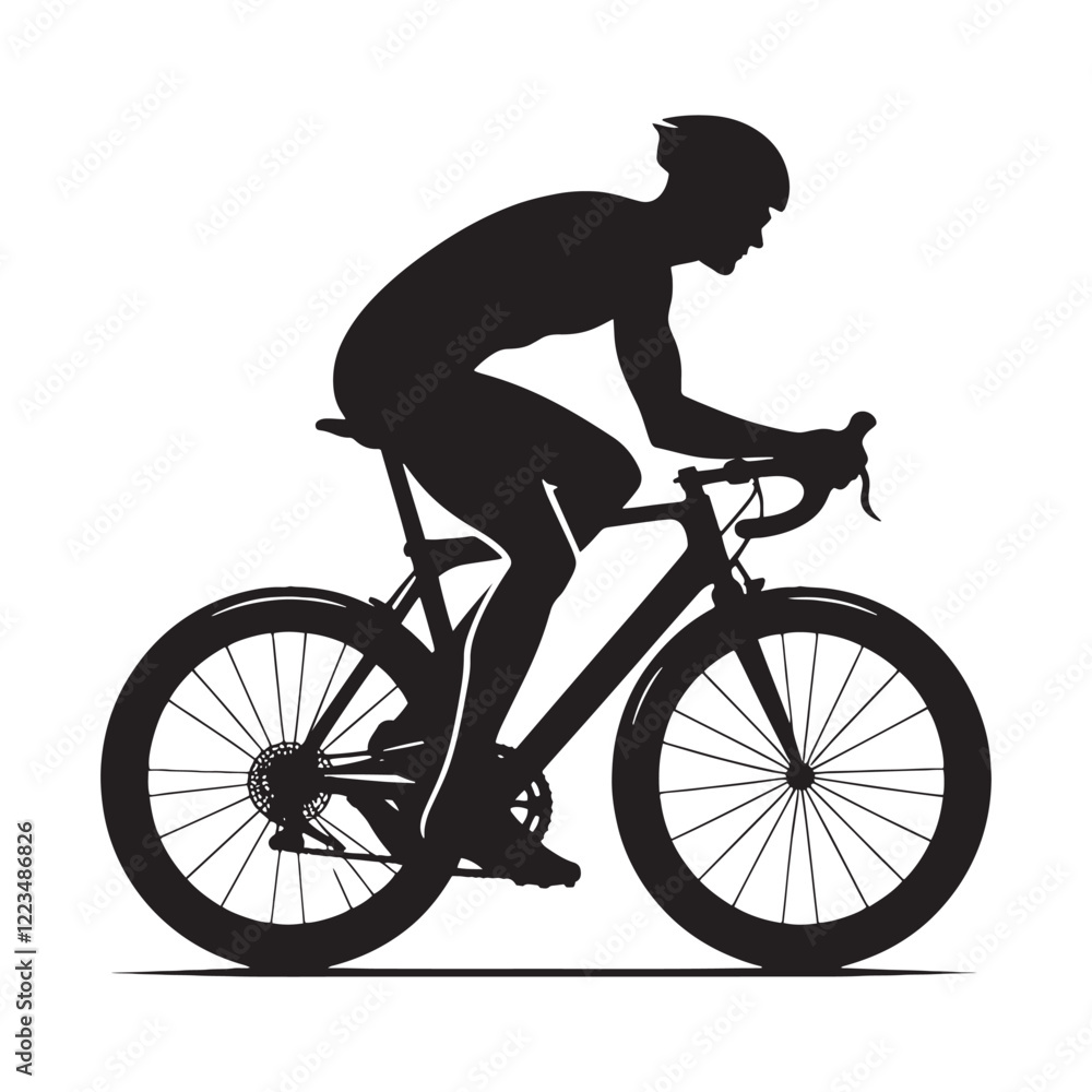 Obraz premium Motivated person cycling silhouette for fitness lifestyle artwork - person cycling silhouette - person cycling vector - person cycling illustration - cycling silhouette - cycling vector 