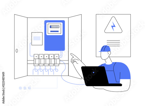 Industrial electrician isolated cartoon vector illustrations.