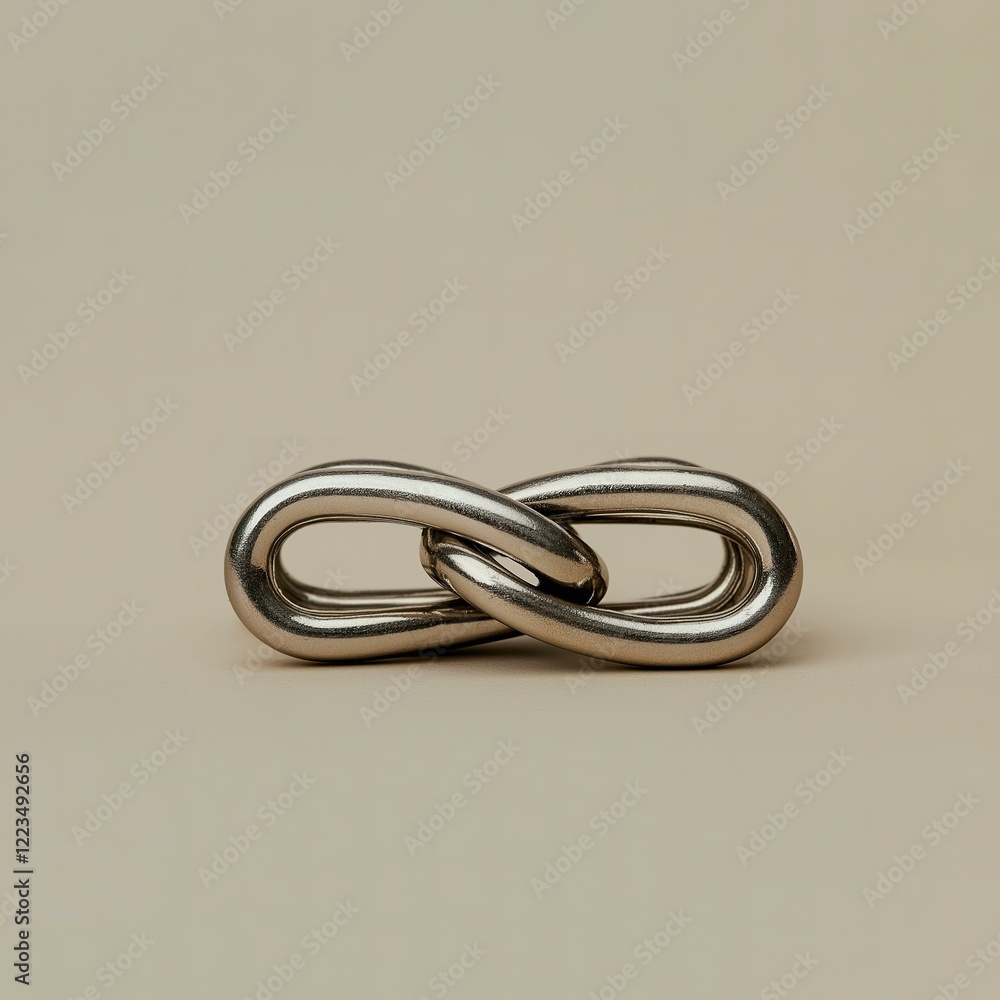Fototapeta premium Interlocked Metal Rings on a Neutral Backdrop