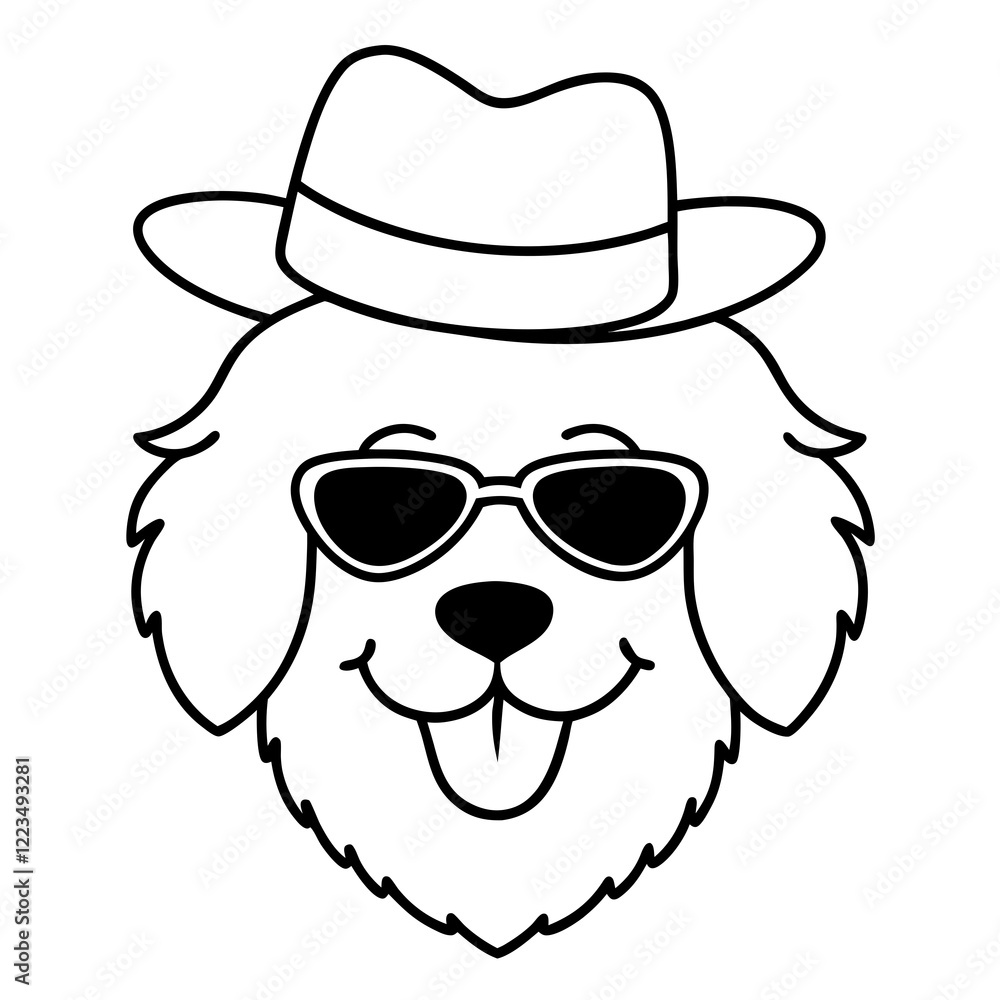 Funny lowchen dog head vector art