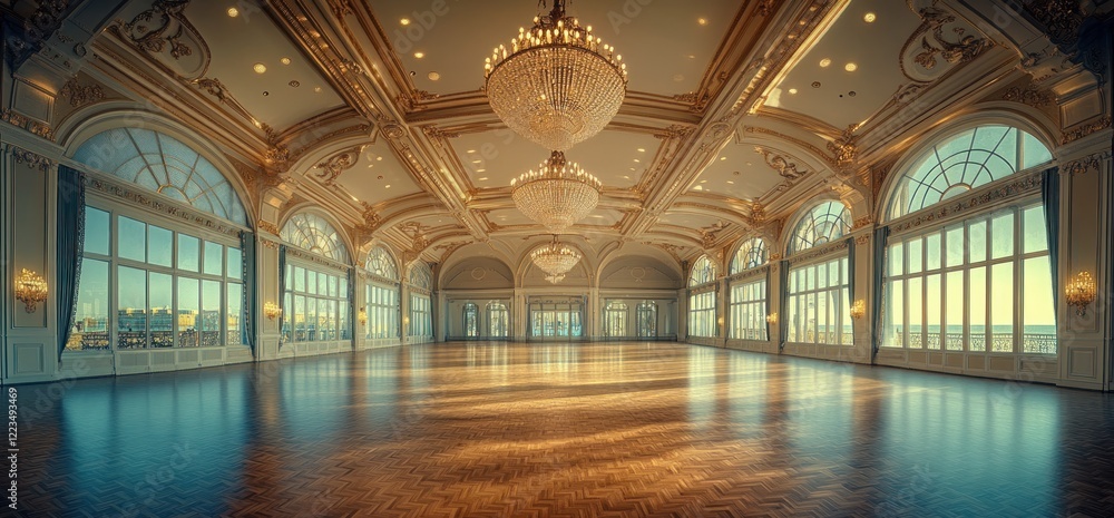 Obraz premium Grand Ballroom with Ocean View: Luxurious Interior Design