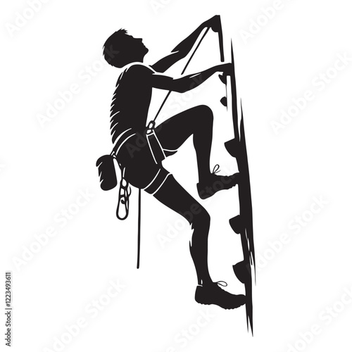 Action-packed silhouette of a person climbing upwards - person climbing silhouette - person climbing vector - person climbing illustration - climb silhouette - climber vector
