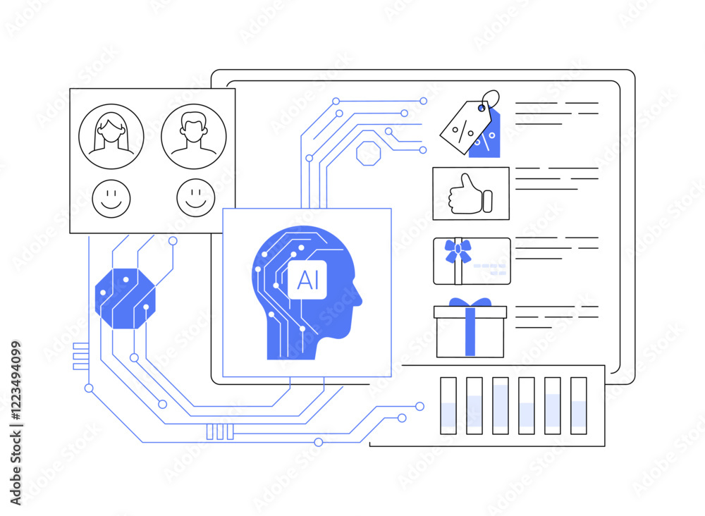 AI-Driven Customer Loyalty Programs abstract concept vector illustration. AI-Driven Customer Loyalty Programs abstract concept vector illustration.
