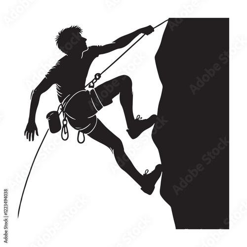 Person climbing silhouette for mountain climber graphics - person climbing silhouette - person climbing vector - person climbing illustration - climb silhouette - climber vector
