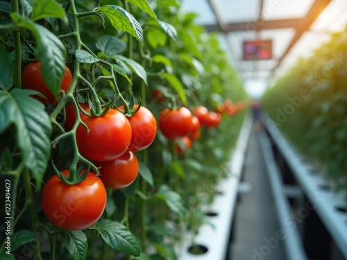 Wallpaper Mural Innovative greenhouse agriculture showcasing ripe tomatoes with modern technology in a controlled environment Torontodigital.ca