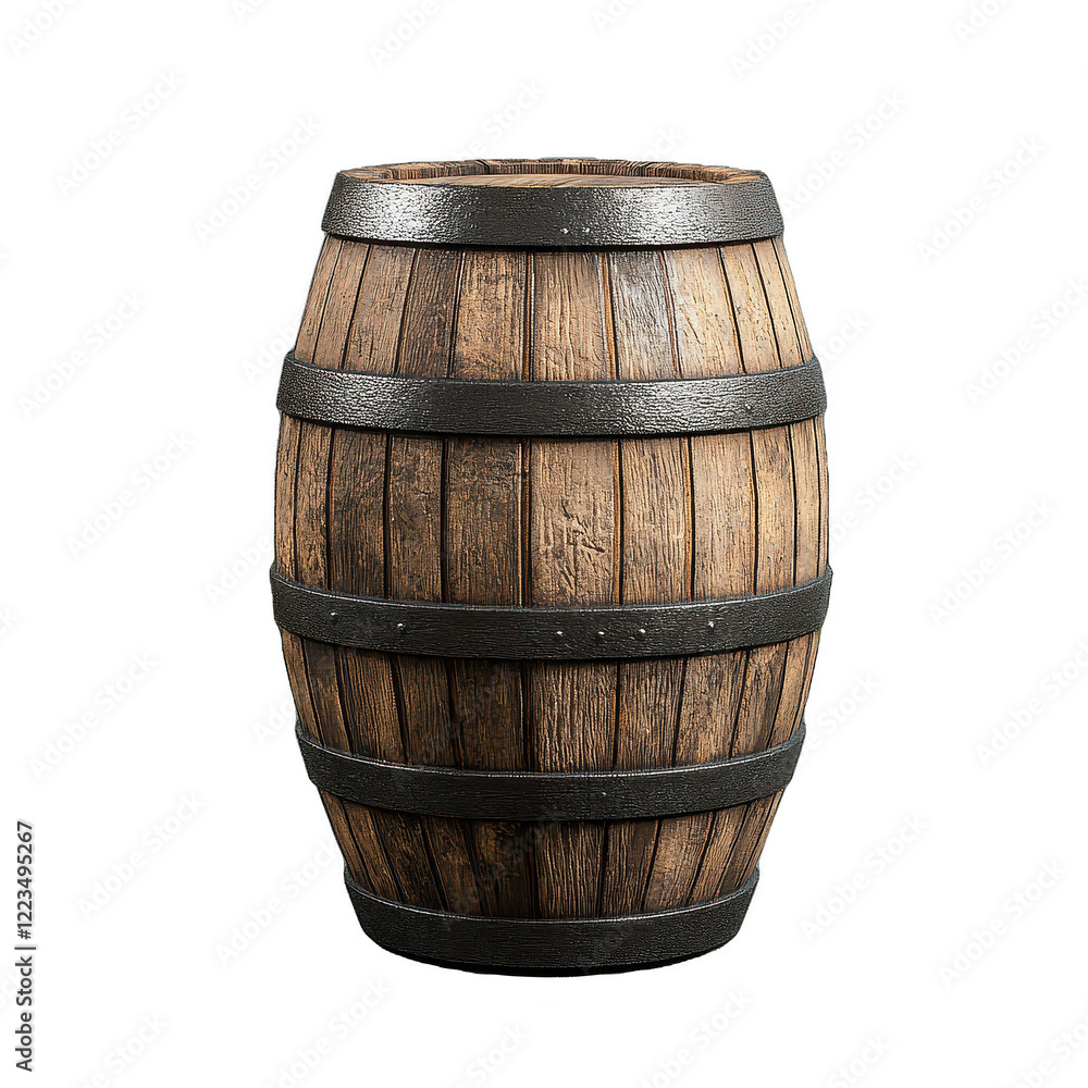 Obraz premium Barrel wooden wine wood oak whiskey cask background old beer. Cellar barrel wooden wine distillery winery dark keg table alcohol rum drink vintage container vine black top vino storage bourbon tap