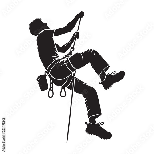 Person climbing vertical wall silhouette for extreme sports - person climbing silhouette - person climbing vector - person climbing illustration - climb silhouette - climber vector
